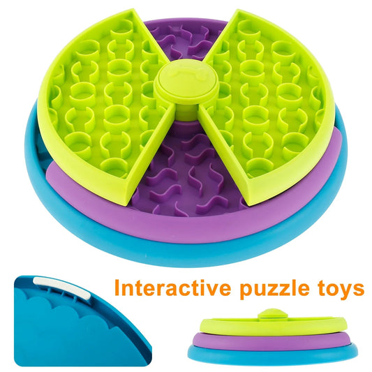 KFX-1481533 Interactive 3-Layer Rotating Slow Feeder Bowl for Cats and Dogs - Anti-Choking Puzzle Pet Tableware