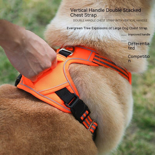 KFX-1483709 Vertical Handle Dog Traction Vest - Durable Oxford Cloth Pet Chest Strap, Multiple Colors & Sizes for All Seasons