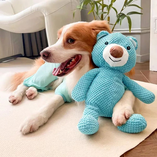 KFX-1484989 Soft Plush Bear Squeaky Toy for Dogs - Chew and Dental Training Aid for Puppies