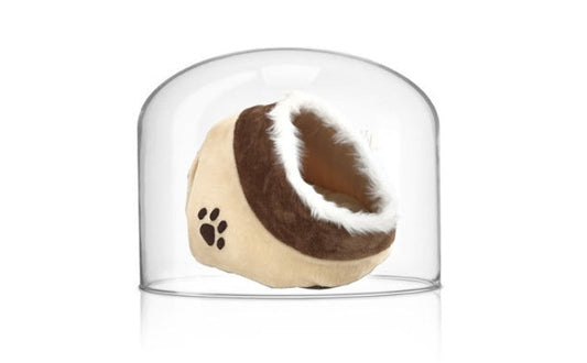 KFX-1485373 Cozy Beige and White Dog Kennel for Small Pets - 41x38x26cm