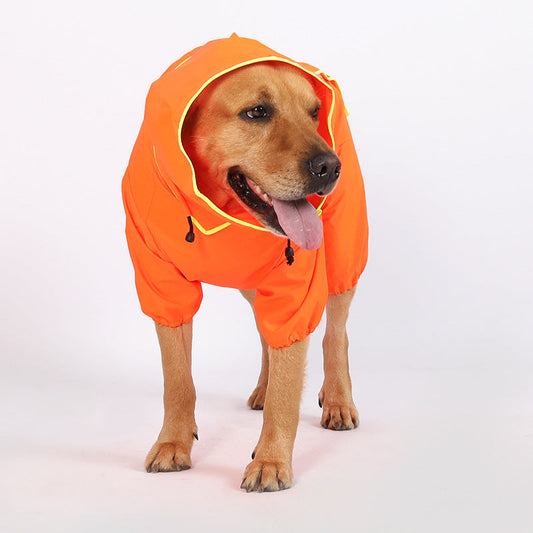 KFX-1504957 Waterproof Reflective Hooded Poncho for Medium and Large Dogs - Available in Black, Fluorescent Green, and Fluorescent Orange