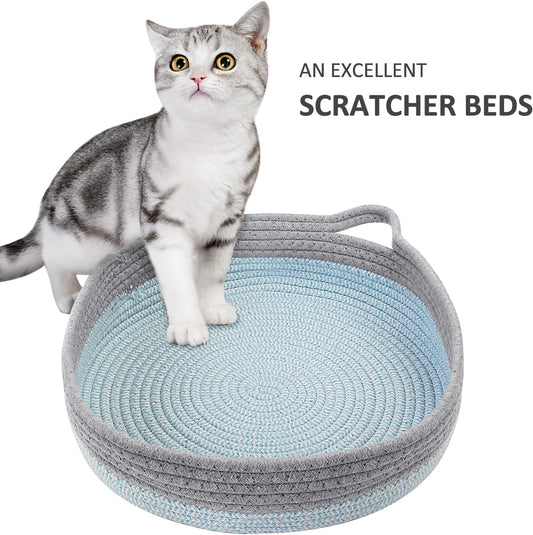 KFX-1515581 Cozy Cooling Round Cat Bed with Wicker Design, Washable Cotton Nest for Indoor Cats