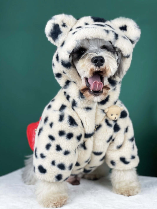 KFX-1522237 Warm Spotted Plush Coat for Dogs - Thick Coral Fleece, Autumn & Winter Friendly