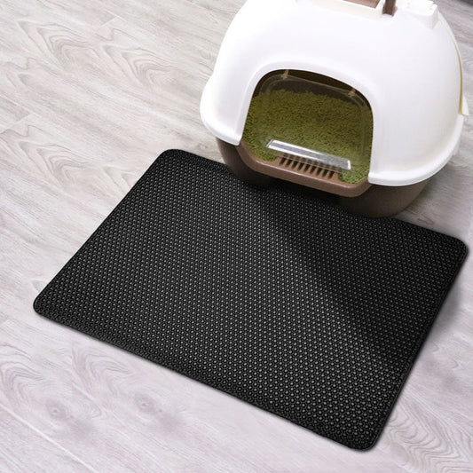 KFX-1525693 Double Layer EVA Pet Litter Mat - Cushioned, Multi-Size Options in Black, Beige, Pink, Gray, Blue, Brown