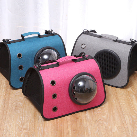 KFX-1526077 Foldable Linen Pet Carrier Bag with Breathable Ventilation for Small Pets