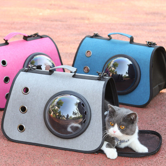 KFX-1526077 Foldable Linen Pet Carrier Bag with Breathable Ventilation for Small Pets