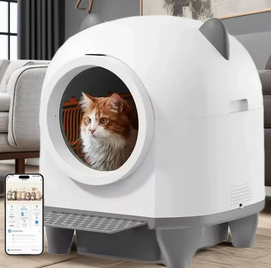 KFX-152723 Intelligent Self-Cleaning Cat Litter Box with Anti-Pinch Safety and App Connectivity, 80L Capacity