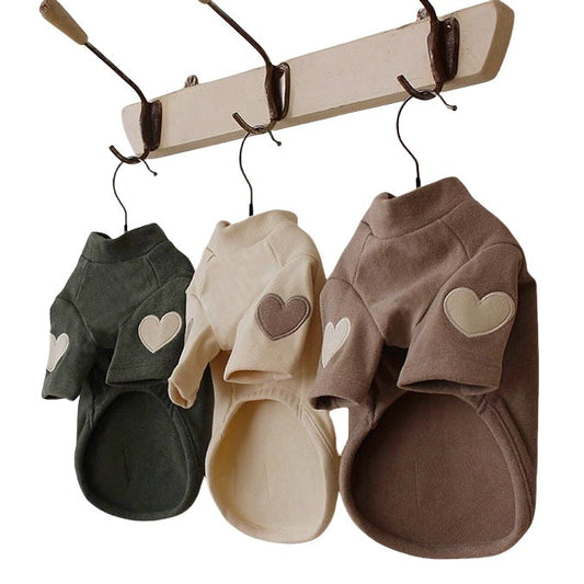 KFX-1535165 Autumn and Winter Base Embroidery Sweater for Dogs in Beige, Pink, Dark Green, and Brown