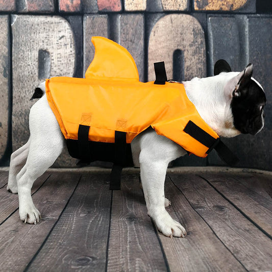 KFX-1542717 Shark Fin Life Jacket for Pets – Durable Cloth Swimsuit in Blue, Orange, Green, Multiple Sizes Available