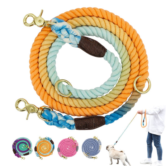 KFX-1544893 Gradient Color Nylon Dog Collar with 6ft Long Leash for Outdoor Walking and Training