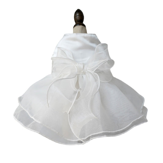 KFX-1549245 Elegant Wedding Dress Pet Gown for Parties - Available in White, Pink, and Green