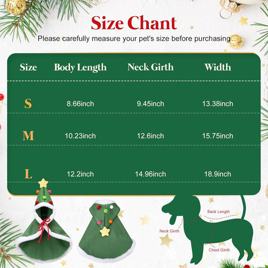 KFX-1567933 Cat Christmas Cape with Velvet Stars and Matching Hat for Pet Holiday Costume