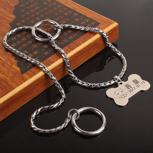 KFX-1571901 Silver Metal Dog Collar - Durable and Stylish Design for Your Pet