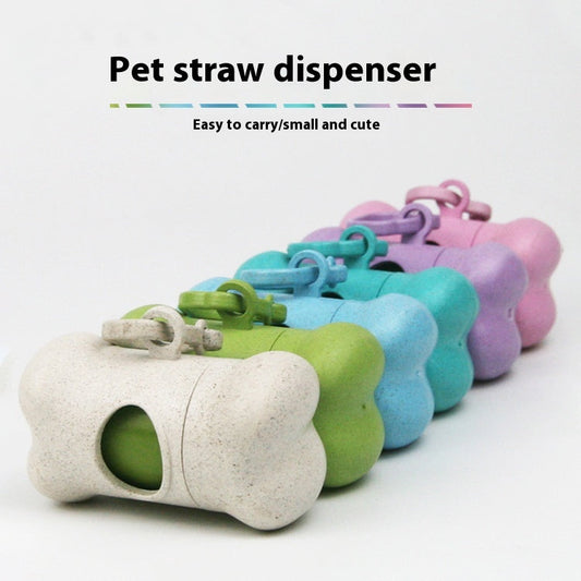 KFX-1580093 Wheat Straw Portable Pet Waste Bag Bone Dispenser in Multiple Colors