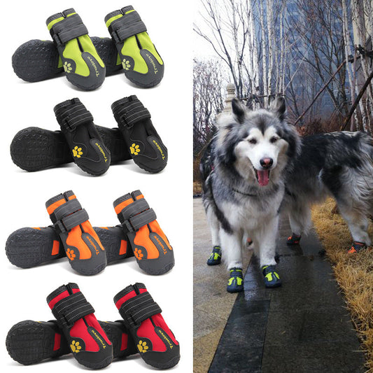 KFX-1580477 Adjustable Non-Slip Waterproof Pet Shoes with Double Velcro Closure, Luminous Design