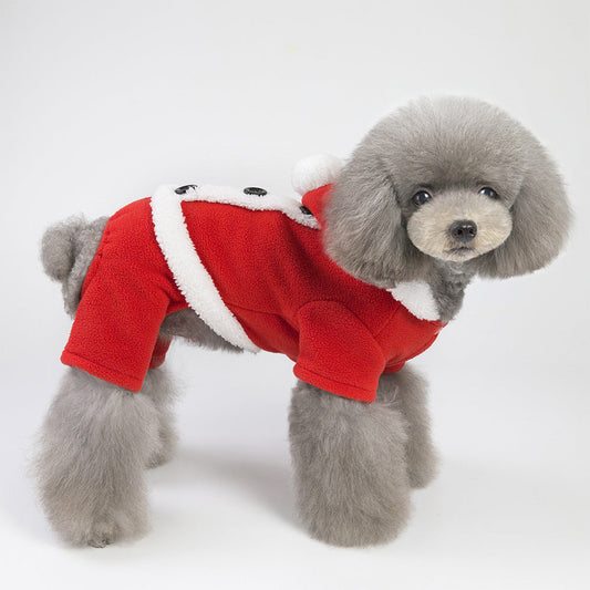 KFX-1587773 Stylish Fleece Christmas Dog Outfit with Button Skirt and Pants in Various Sizes