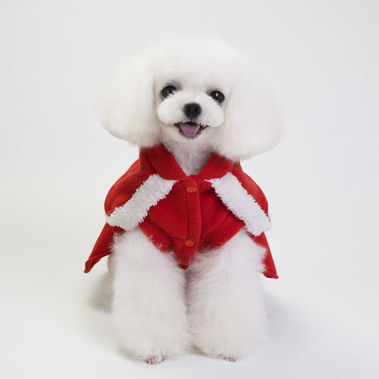 KFX-1587773 Stylish Fleece Christmas Dog Outfit with Button Skirt and Pants in Various Sizes