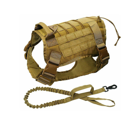 KFX-1599293 Large Tactical Dog Vest for Outdoor Adventures in Khaki, Black, Army Green, and CP Camouflage, Made from Durable Nylon