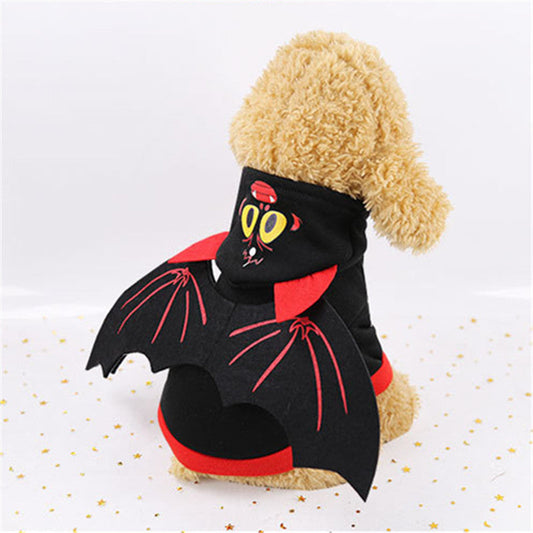 KFX-1605053 Halloween Bat Wings Pet Sweater – Cozy Hooded Design for Pets with Red and Black Wings, Made from Warm Fleece Fabric