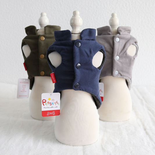 KFX-1605309 Military-Inspired Velvet Pet Vest in Gray and Navy Blue - Sizes XS to XL
