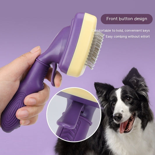 KFX-1606461 Automatic Cat and Dog Hair Comb - Purple PP Pet Grooming Tool