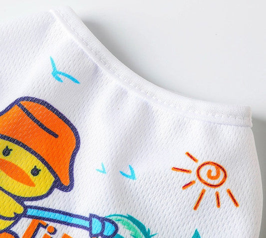 KFX-1607229 Summer Cartoon Printed Pet Vest - Lightweight Polyester Clothing for Dogs and Cats (XS-XXL)