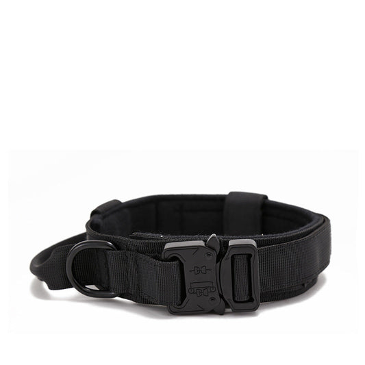 KFX-1608637 Durable Nylon Adjustable Tactical Dog Collar for Medium and Large Breeds - Black, Army Green, Khaki