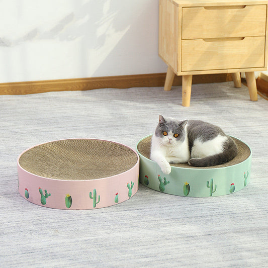 KFX-1628093 Durable Round Cat Scratching Pad and Bed - Corrugated Paper for Kittens and Medium Cats