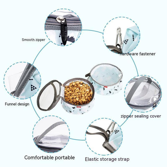 KFX-1639613 Portable Dog Pet Bowl with Waterproof Design and Elastic Storage Belt