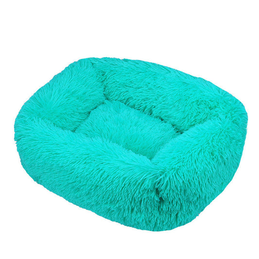 KFX-1643453 Thick Warm Plush Pet Nest Cushion in Dark Green - Cozy Square Design with Oxford Backing, XL & XXL Sizes Available