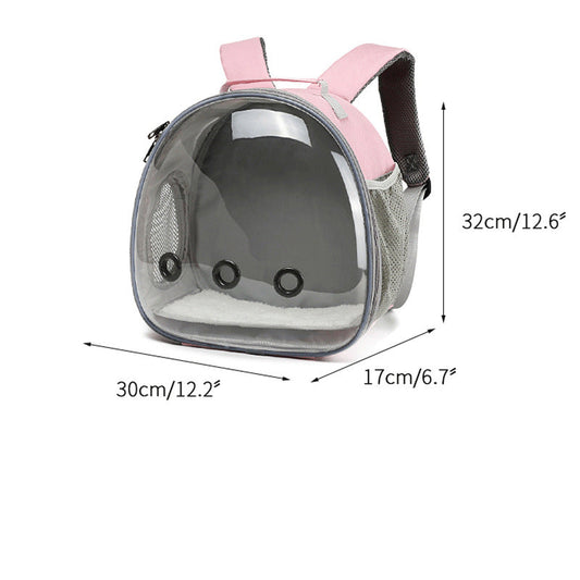 KFX-1645629 Transparent Pet Backpack Carrier for Small Animals - Ideal for Hamsters, Guinea Pigs, Rabbits, and More - Ventilated Design with Removable Support Pad - Multiple Color Options Available