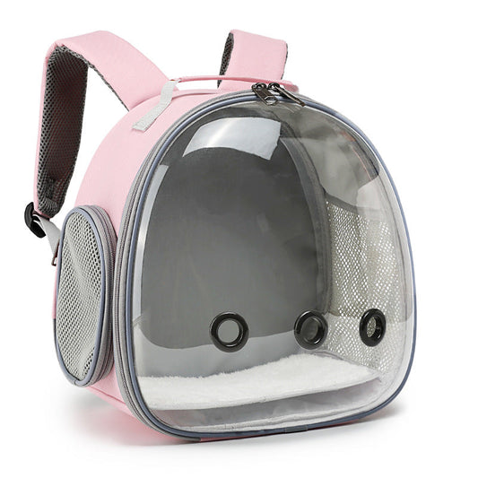 KFX-1645629 Transparent Pet Backpack Carrier for Small Animals - Ideal for Hamsters, Guinea Pigs, Rabbits, and More - Ventilated Design with Removable Support Pad - Multiple Color Options Available