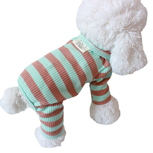 KFX-1647549 Thin Cotton Four-Legged Pet Clothes for Spring and Summer in Stripes