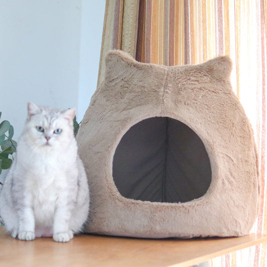 KFX-1658941 Cozy Cat Nest for Autumn and Winter – Removable, Washable, Semi-Closed Design with Cat Ears, Universal for All Seasons