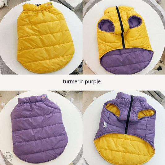 KFX-1665213 Pet Double-Sided Cotton Vest for Autumn and Winter - Available in Blue and Yellow, Sizes S to XXXL