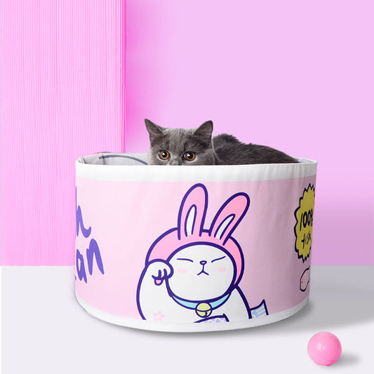 KFX-1676221 Canned Shape Cat Litter - Durable Polyester with Felt Liner and Flannel Cushion, 40x40x22 cm