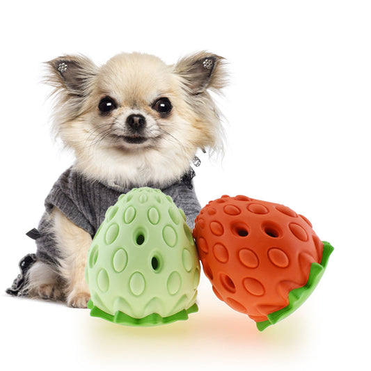 KFX-1694269 Durable Rubber Strawberry Dog Ball Toy - Bite Resistant & Leaking Design, Suitable for All Breeds