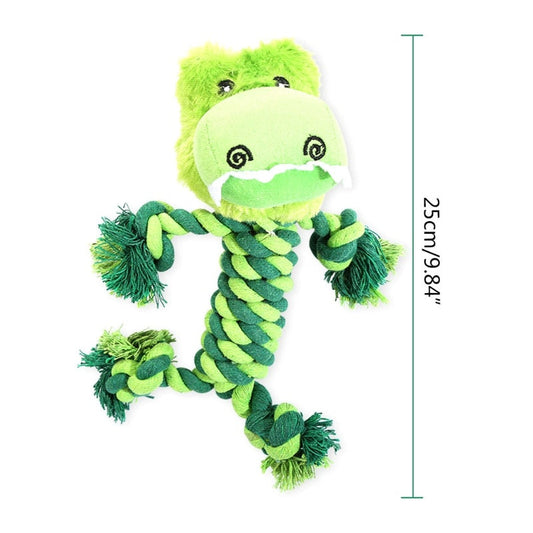 KFX-1694909 Interactive Dinosaur Plush Rope Dog Toy for Puppies and Aggressive Chewers