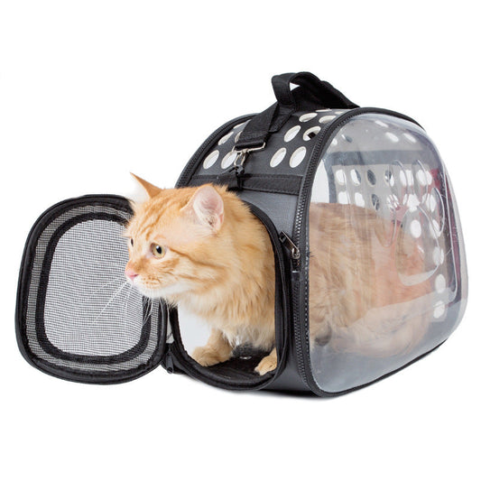 KFX-1695677 Portable Breathable Cat and Dog Backpack with Transparent Design and Ergonomic Strap