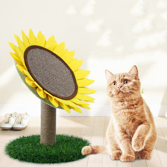 KFX-1699389 Sisal Sunflower Cat Scratcher with Grinding Plate and Plush Base