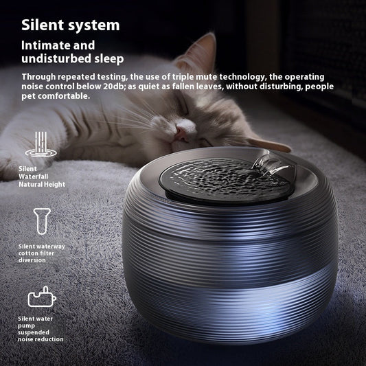 KFX-1705021 Automatic Loop Pet Drinking Bowl - 2.5L Water Dispenser in Xuanwu Black and Frost White