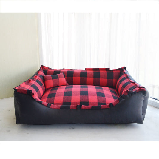 KFX-1708989 Cozy Lace Plaid Nest Dog Kennel - Cotton & Oxford - Size S - Multiple Colors Available