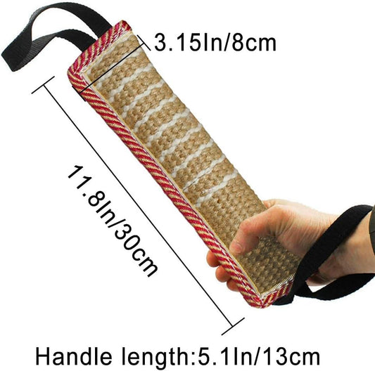 KFX-1723709 Durable Jute Dog Tug Toy with Handles for Interactive Play and Training, Perfect for Small and Medium Dogs