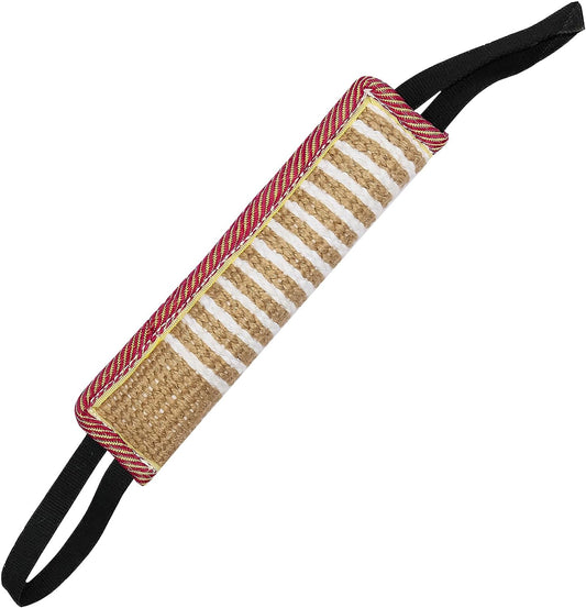 KFX-1723709 Durable Jute Dog Tug Toy with Handles for Interactive Play and Training, Perfect for Small and Medium Dogs