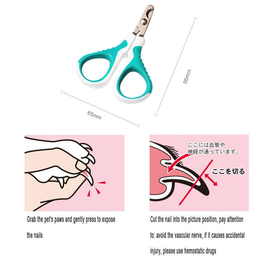 KFX-1724221 Ergonomic Stainless Steel Cat Nail Clippers with 150-Degree Elbow Design, Sharp & Durable Edge, Ideal for Small Pets