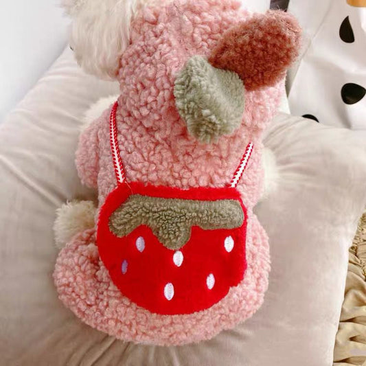 KFX-1732541 Strawberry Pattern Cotton-Padded Dog Coat for All Breeds