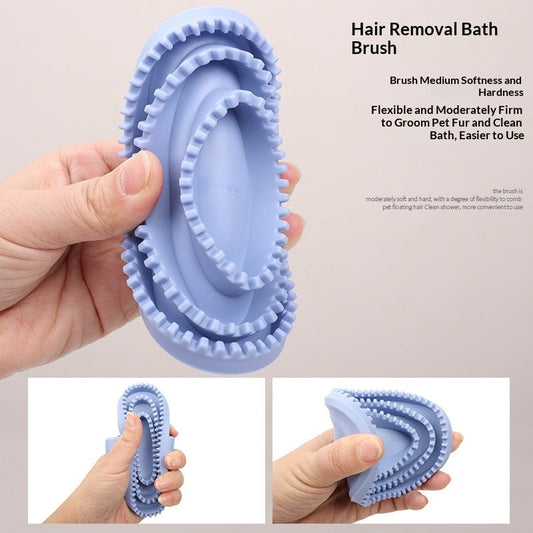 KFX-1739581 Pet Bathing Massage Brush - Personalized TPR Brush for Dogs in Purple, Blue, and Gray