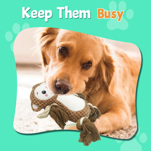 KFX-1744957 Squeaky Plush Dog Toys Set - Soft Stuffing-Free Assortment for Medium to Large Dogs