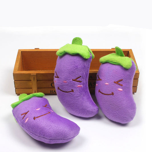 KFX-1747133 Plush Eggplant Sounding Toy for Pets - Soft and Engaging Interactive Plaything