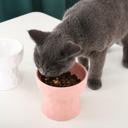 KFX-1747645 Ceramic Pet Bowl with Concave-Convex Design, Available in Multiple Colors, 480ml and 250ml Capacities